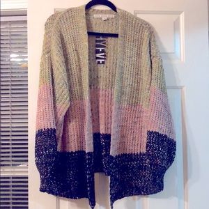 Color Block Knit Cardigan Sweater